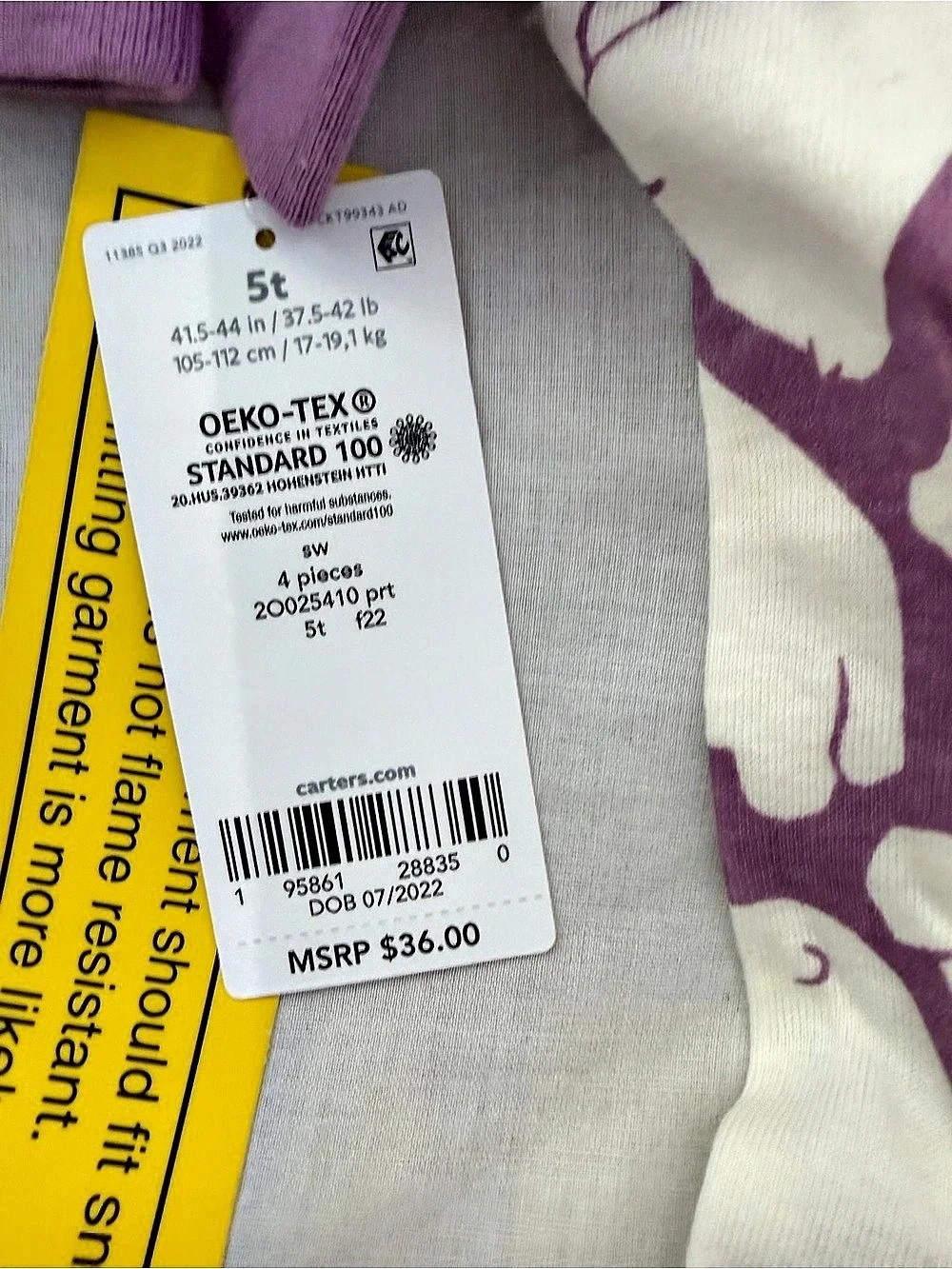 Carter's Girls Purple & White Pajama Set Size 5T NWT